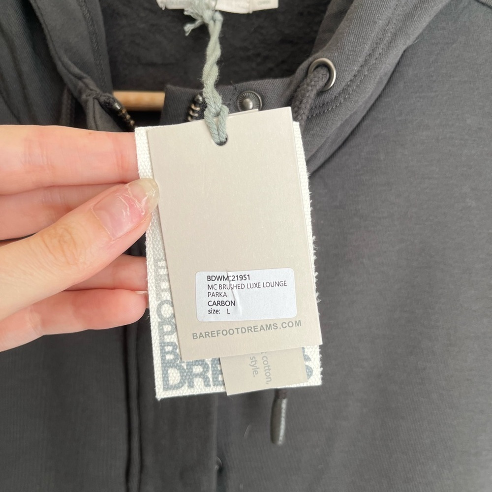 Barefoot Dreams Malibu Collection Brushed Luxe Lounge Parka Carbon Grey Large - Picture 7 of 8